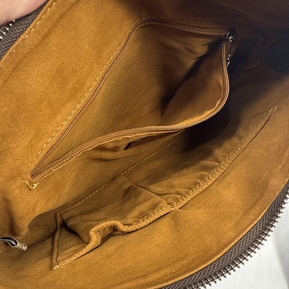 PATRICIA NASH Kirby leather front pocket vintage large crossbody NAVY EUC - Picture 13 of 14